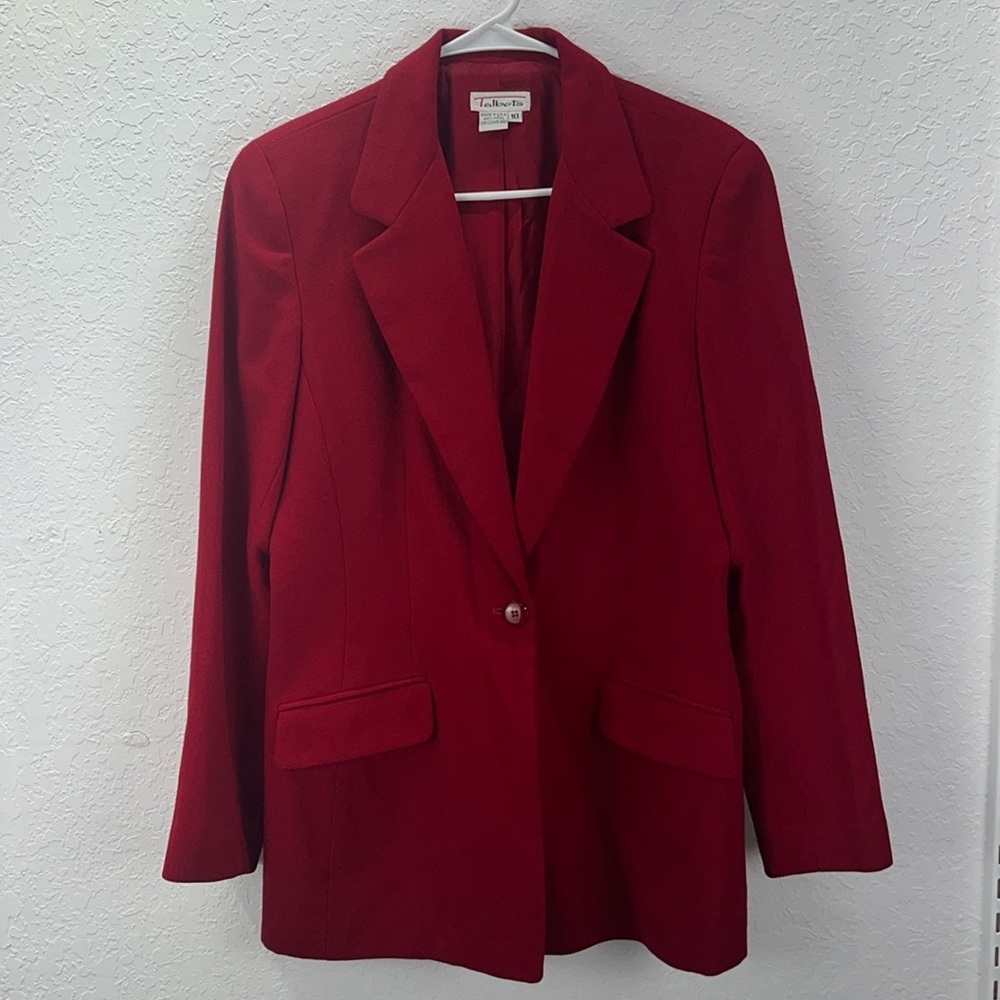 Imperfect 1980s vintage wool‎ blazer Talbots size 10 100% wool blazer cherry red